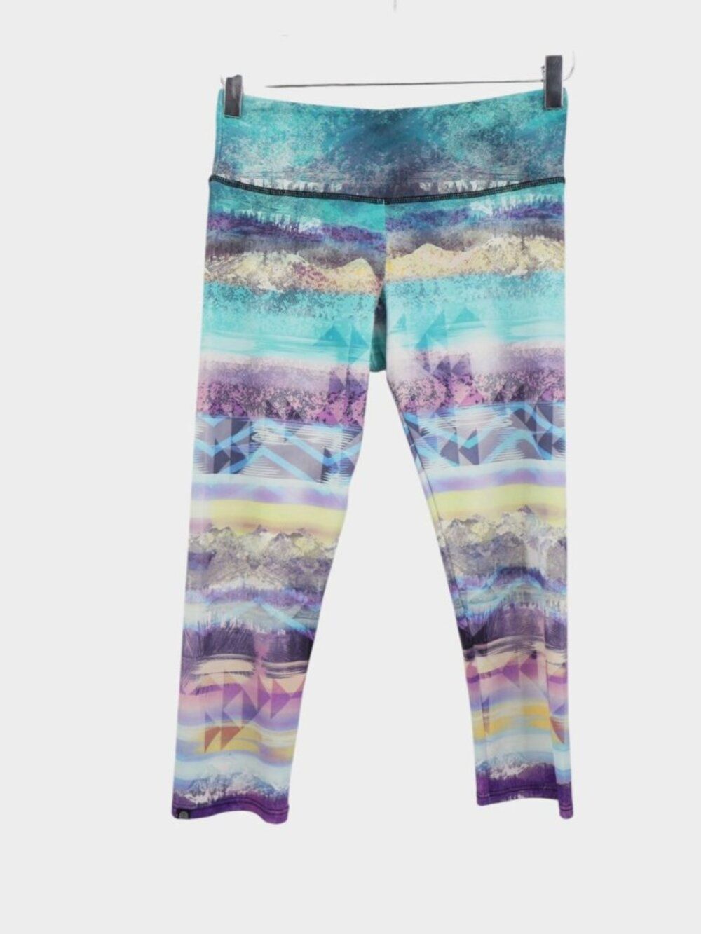 Onzie Blue Hot Yoga Boho Watercolor Crop Leggings Size Small / Medium